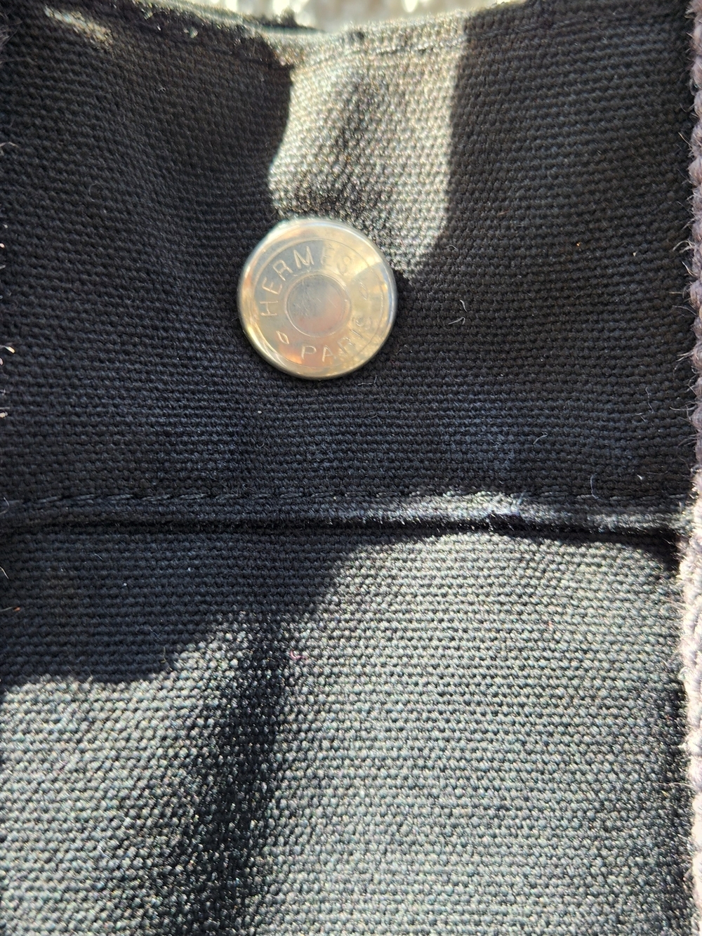 Hermes Black Canvas Bag with silver snap closure - Picture 5 of 16